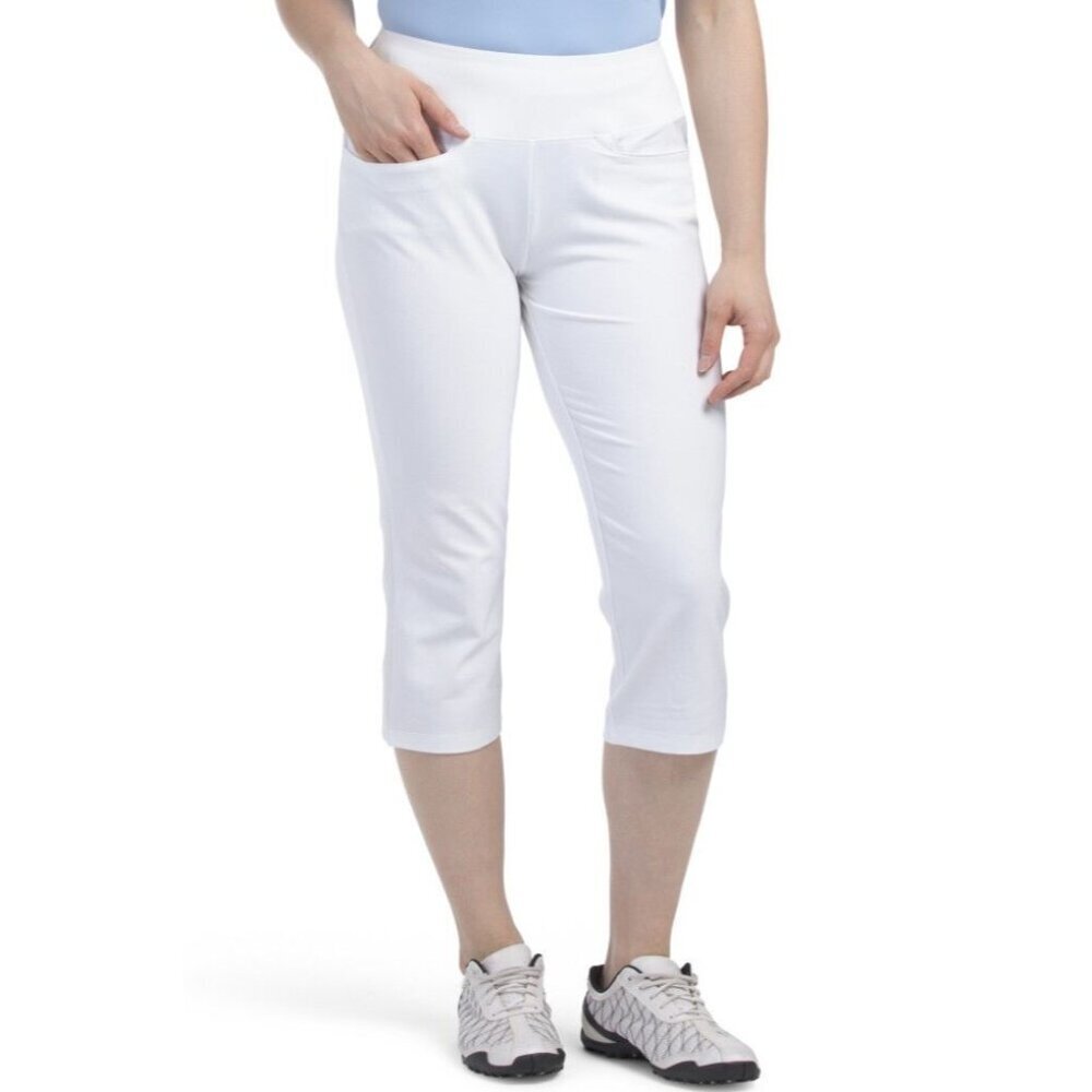 Puma Golf Women's Pwrshape Capri Pants Size S White Stretch Straight Leg Nwt $75